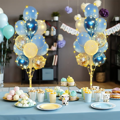 Balloon Holder Stand with LED Lights Floor Centerpiece 2 Sets Blue Balloon Stands for Wedding Birthday Party Decorations Take Off Party Supplies