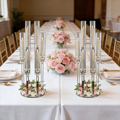 Acrylic Candelabra 6-Arm Candlestick Holder 26.8 Inch Clear Crystal Candle Holders Bulk for Wedding Table Centerpieces, Party Home Decoration, Valentine's Day Anniversary Christmas