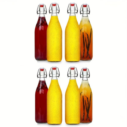 Swing Top Glass Bottles 32oz with Airtight Stopper - Flip Top Brewing Bottles for Kombucha Beer Beverages Oil Vinegar Water Soda - Set of 4 6 8 12 Reusable Glass Bottles with Swing Lid