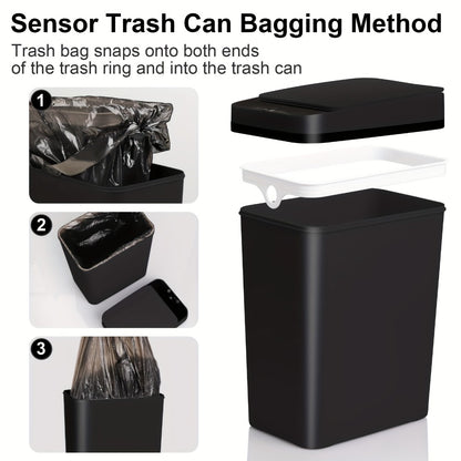 Motion Sensor Trash Can 2 Pack Touchless Automatic 4.2 Gal and 2.6 Gal with Lids Narrow Electric Garbage Bin for Bathroom Bedroom Office
