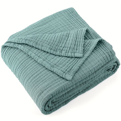 Muslin Blanket 100% Cotton 6-Layer – Breathable Soft Gauze Throw for Couch & Bed, All Season, Machine Washable, 13 Colors, 5 Sizes