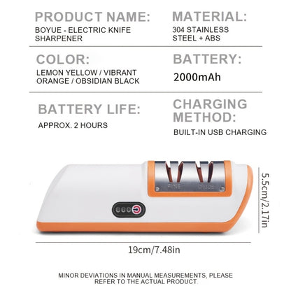 Electric Knife Sharpener 2-Stage – Automatic Professional Kitchen Knife Sharpener with Built-In Guides & Sanding Wheel for All Knives, Santoku, Fillet, Chef & Hunting Blades