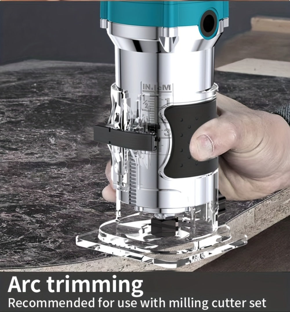 Electric Edge Cutting Machine Multifunctional Wood Router Trimmer - Adjustable Speed, Wood Chamfering Slotting Milling Carving Tool with Accessories, Industrial Planer for Woodworking
