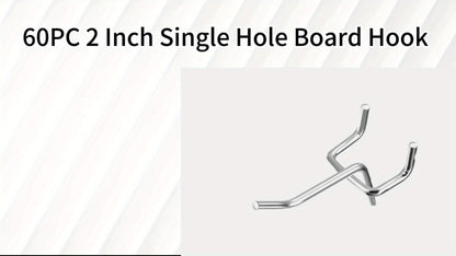 Pegboard Hooks 60pcs Stainless Steel 2 Inch Single Hole – 1-Inch Spacing Board Hooks for Tool Organization in Garage Workshop Warehouse Garden & Storage