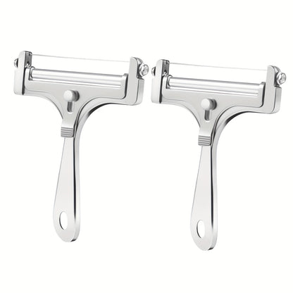 Cheese Slicer Adjustable Thickness 2-Pack, Stainless Steel Wire Cheese Cutter for Hard & Soft Cheese, Manual Kitchen Cheese Cutting Tool for Home Charcuterie Board Entertaining
