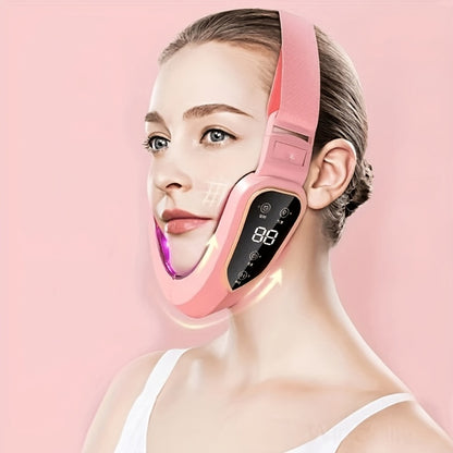 Double Chin Reducer Face Lifting Massager - 6-Speed Electric V-Line Facial Slimming Device, USB Rechargeable Jaw Exerciser & Skin Tightening Beauty Tool for Women, Dark Green / Light Green / Pink