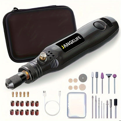 Cordless Rotary Tool Set Rechargeable Engraving Pen – Adjustable Speed Electric Wood Carving Tool for Grinding Polishing Etching Cutting DIY Craft