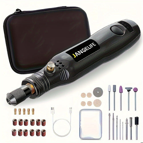 Cordless Rotary Tool Set Rechargeable Engraving Pen – Adjustable Speed Electric Wood Carving Tool for Grinding Polishing Etching Cutting DIY Craft