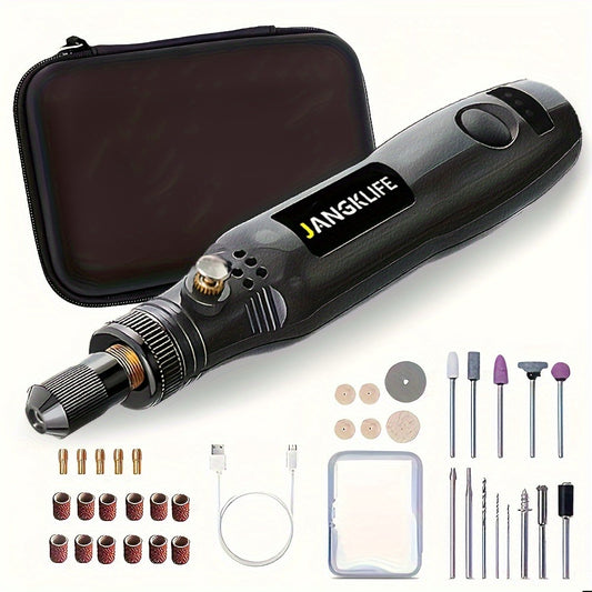 Cordless Rotary Tool Set Rechargeable Engraving Pen – Adjustable Speed Electric Wood Carving Tool for Grinding Polishing Etching Cutting DIY Craft