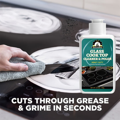 Glass Cooktop Cleaner and Polish – Powerful Stain Remover, Removes Oil Film, Water Spots & Burnt-On Residue, Long-Lasting Surface Protection for Ceramic & Induction Cooktops – 5 Pack Value Set