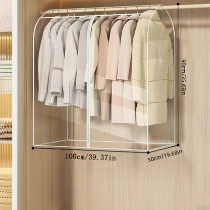 Garment Bag Transparent Hanging Clothes Dust Cover with Zipper, Thickened Waterproof & Washable Storage Bag for Coats, Dresses & Suits — Clear Closet Organizer, Multiple Sizes
