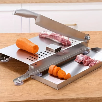 Stainless Steel Manual Meat Slicer Frozen Beef Cutter – 408 Steel Blade Rectangle Slicer for Beef Rolls Vegetables & Bone | Easy to Clean Household Meat Cutting Tool Kitchen Gadget