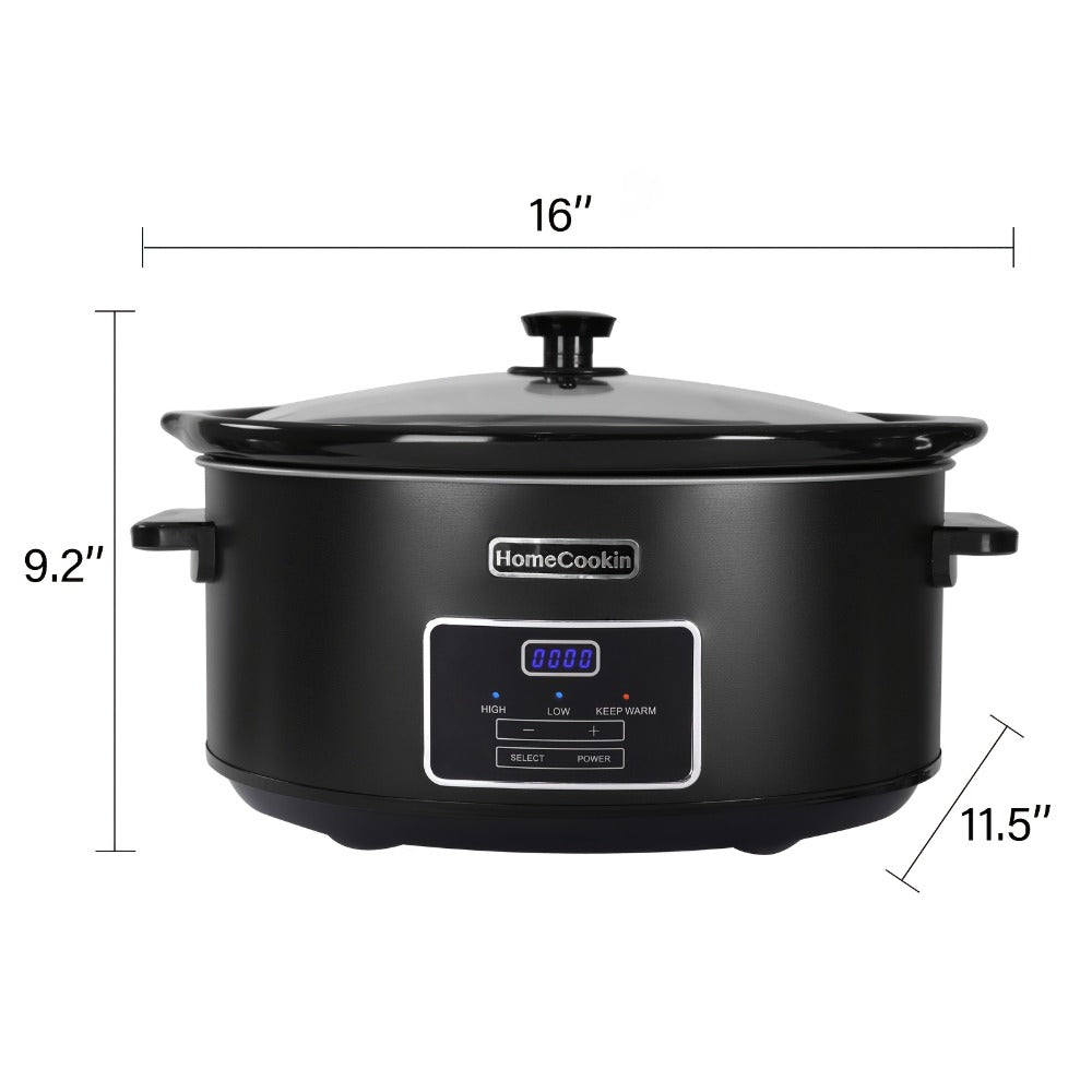 Digital Slow Cooker 6 & 7 Quart Programmable with Non-stick Ceramic Bowl, Countdown Timer & Keep Warm – Oval Glass Lid Crock Pot for Family Meals Soups Stews Holiday Cooking
