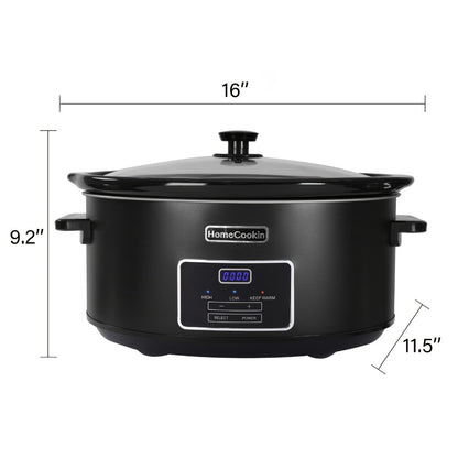 Digital Slow Cooker 6 & 7 Quart Programmable with Non-stick Ceramic Bowl, Countdown Timer & Keep Warm – Oval Glass Lid Crock Pot for Family Meals Soups Stews Holiday Cooking