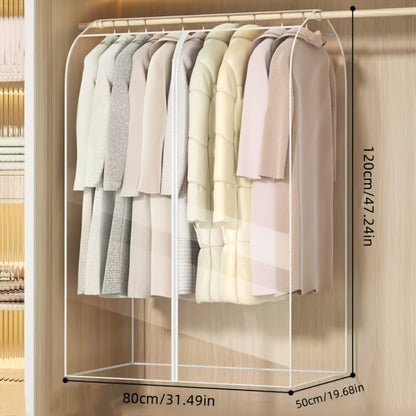 Garment Bag Transparent Hanging Clothes Dust Cover with Zipper, Thickened Waterproof & Washable Storage Bag for Coats, Dresses & Suits — Clear Closet Organizer, Multiple Sizes