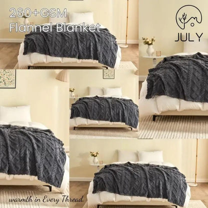 3D Plush Dense Weave Fleece Blanket – Ultra-Soft Warm Throw for Bed, Couch, Travel & Outdoor, Air-Conditioning Friendly, 3 Colors, 2 Sizes