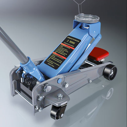 3 Ton Floor Jack with Wheels Rapid Pump Low Profile Car Jack 5.31"-18.11" Lift Range 460mm Max Height – Heavy Duty Hydraulic Floor Jack for SUV Truck Sedan, Blue & Red Available