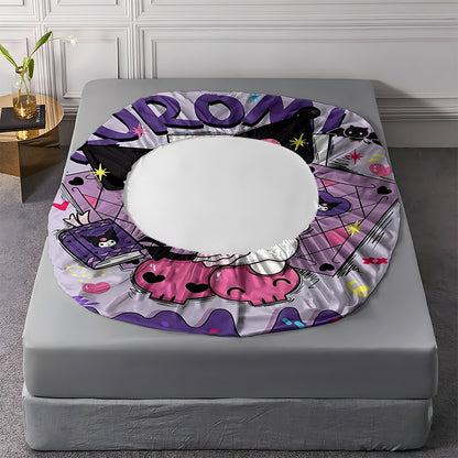 Sanrio Hello Kitty & Kuromi Bedding Set 3pcs – Fitted Sheet & Pillowcases, Soft Polyester, Machine Washable, Twin Full Queen King, All-Season Bedroom Decor for Kids Girls Home Guest Room
