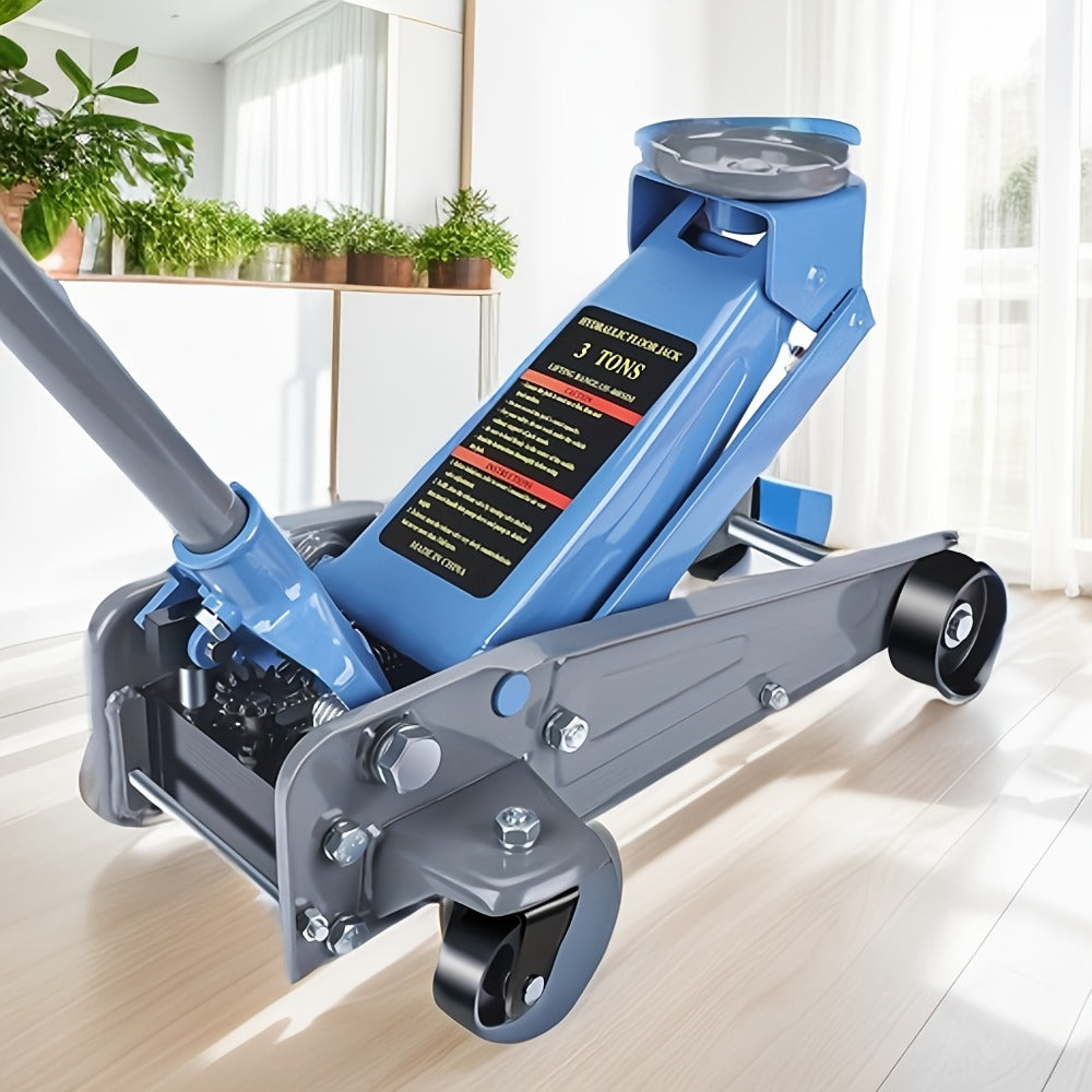 3 Ton Floor Jack with Wheels Rapid Pump Low Profile Car Jack 5.31"-18.11" Lift Range 460mm Max Height – Heavy Duty Hydraulic Floor Jack for SUV Truck Sedan, Blue & Red Available