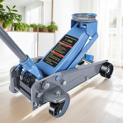 3 Ton Floor Jack with Wheels Rapid Pump Low Profile Car Jack 5.31"-18.11" Lift Range 460mm Max Height – Heavy Duty Hydraulic Floor Jack for SUV Truck Sedan, Blue & Red Available