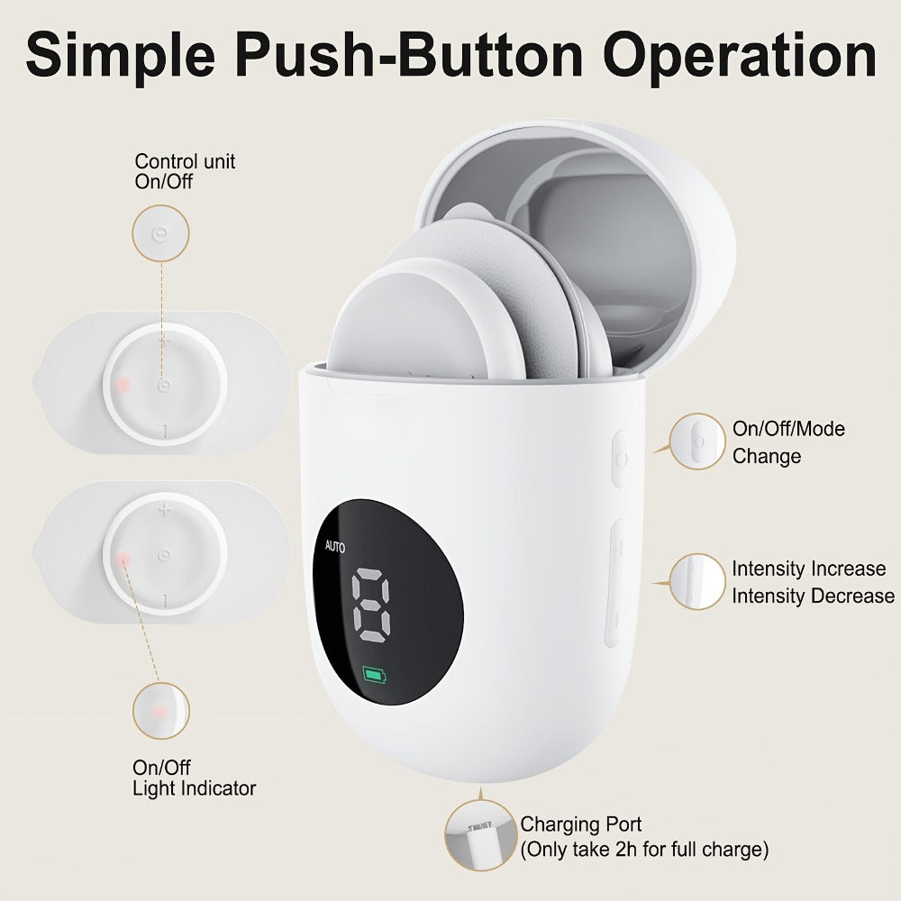 TENS EMS Muscle Stimulator Cordless Rechargeable – 6 Modes 16 Intensity Levels, Wireless Pain Relief Device for Back, Neck, Shoulder & Leg, Portable Full Body Therapy Massager with Charging Case