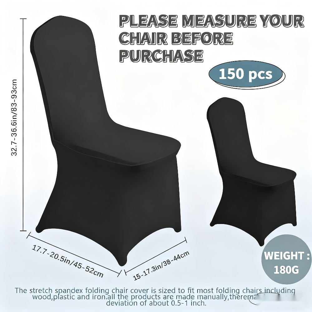 Spandex Chair Covers Bulk, Elastic Stretch Universal Fit Banquet Chair Protectors — Machine Washable Wedding Chair Covers for Weddings, Parties, Banquets & Events | Black & White | 30-150 Pack
