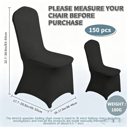 Spandex Chair Covers Bulk, Elastic Stretch Universal Fit Banquet Chair Protectors — Machine Washable Wedding Chair Covers for Weddings, Parties, Banquets & Events | Black & White | 30-150 Pack