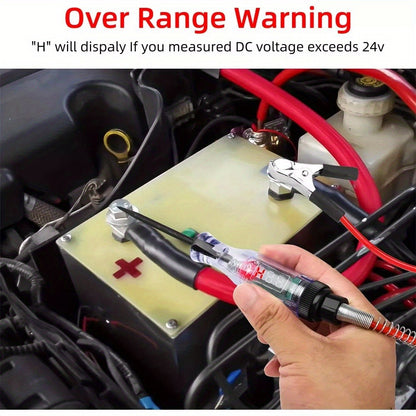 Circuit Tester Pen 2 Pack 6-24V Digital Electric Voltage Tester Automotive Test Light for Car Truck Sensor Battery Fuse Testing ABS Insulated 270cm Spring Wire