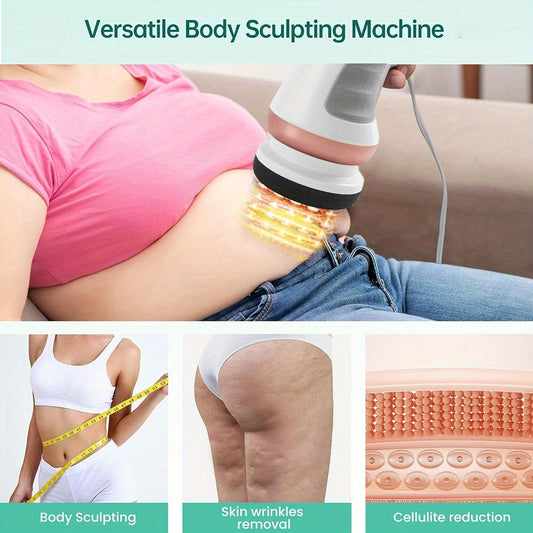 Handheld Body Massager with 5 Interchangeable Heads & 3 Washable Pads – Adjustable Vibration Intensity, Full Body Muscle Relief for Abdomen, Waist, Arms, Buttocks & Legs, Portable Electric Massage Machine