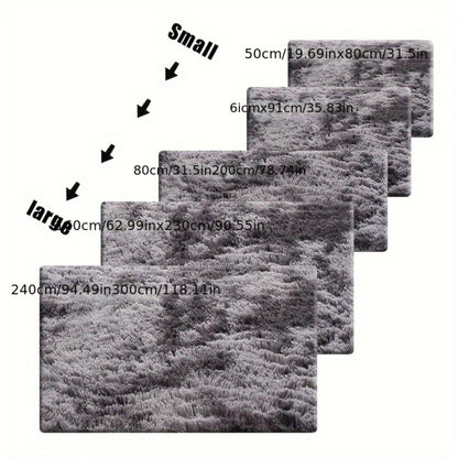 Fluffy Rug Plush Soft Indoor Carpet Non-Slip for Living Room Bedroom Hallway Runner Nursery Kids Play Area — Tie Dye & Solid Colors Multiple Sizes