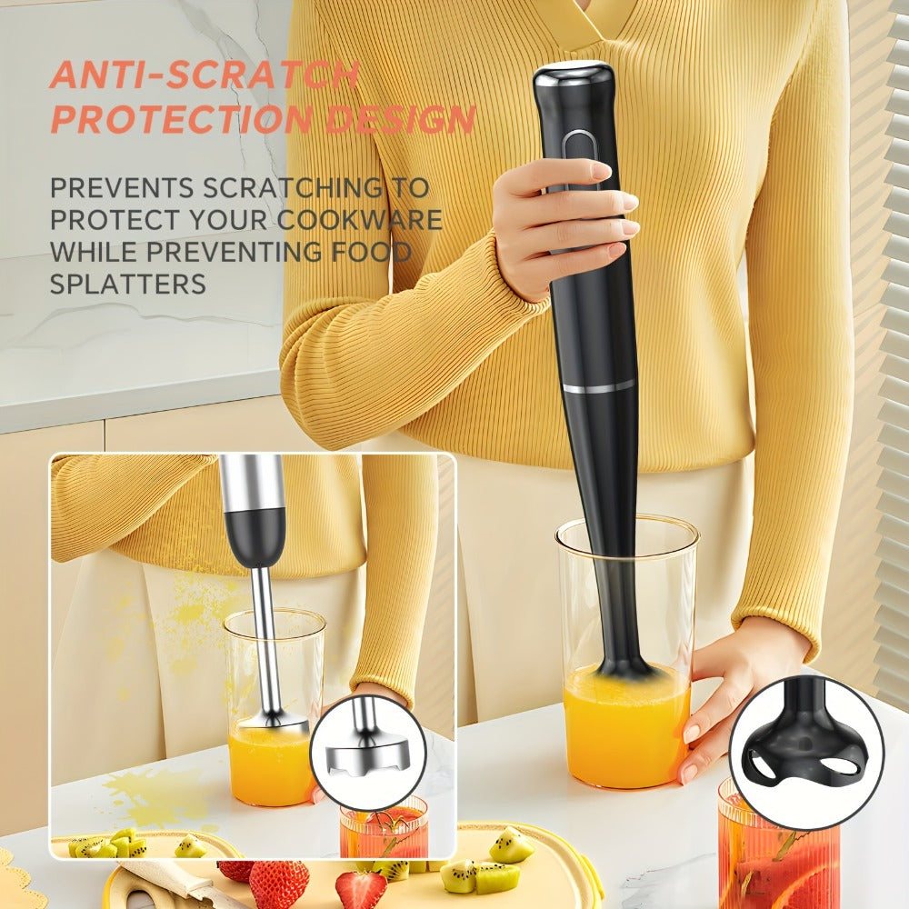 Immersion Blender 400W Handheld Stick Mixer with 2 Speeds & Turbo Mode 304 Stainless Steel Blades – Corded Hand Blender with Detachable Base for Soup Smoothie Puree Baby Food