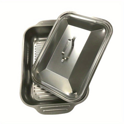 Stainless Steel Baking Trays with Lids – Large Capacity Sheet Pan Set for BBQ, Bread, Desserts, Seafood & Buffets | Family Gatherings, Outdoor Camping, Portable Food Trays