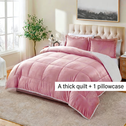 Sherpa Fleece Comforter Set Extra Thick Plush Microfiber Reversible Soft Warm Luxury Bed Blanket Twin XL Full Queen King 10 Colors Lightweight Cozy Bedding