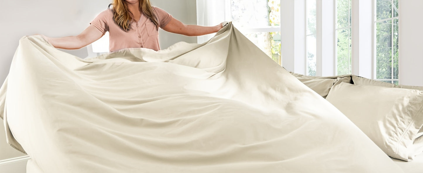 Bed Sheet Set Deep Pocket Soft Microfiber - Fitted Sheet Flat Sheet & Pillowcases Twin Full Queen King - Cooling Breathable Fade Resistant Sheets for Daily Use Dorms Guest Rooms