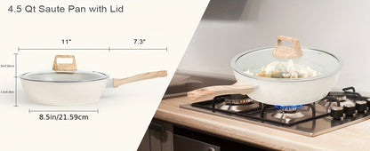 Granite Nonstick Cookware Set – Frying Pans, Pots & Lids, Non-stick Coating, Induction & Electric Stove Compatible, Kitchen Essentials Gift Set