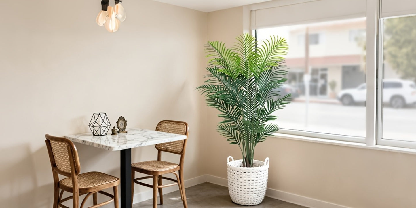 Artificial Palm Tree Fake Indoor Plant – 4/5/6FT Faux Tropical Areca Palm with Realistic Leaves, Planter Options, for Living Room Bedroom Office Patio Home Decor