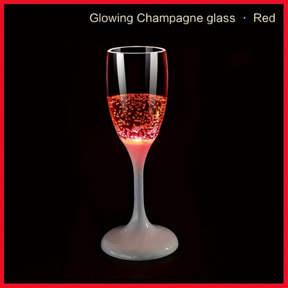 LED Light Up Champagne Flutes Set of 6 – Glow in the Dark Colored Plastic Wine Glasses for Birthday Halloween Christmas Wedding Party Favors Adults