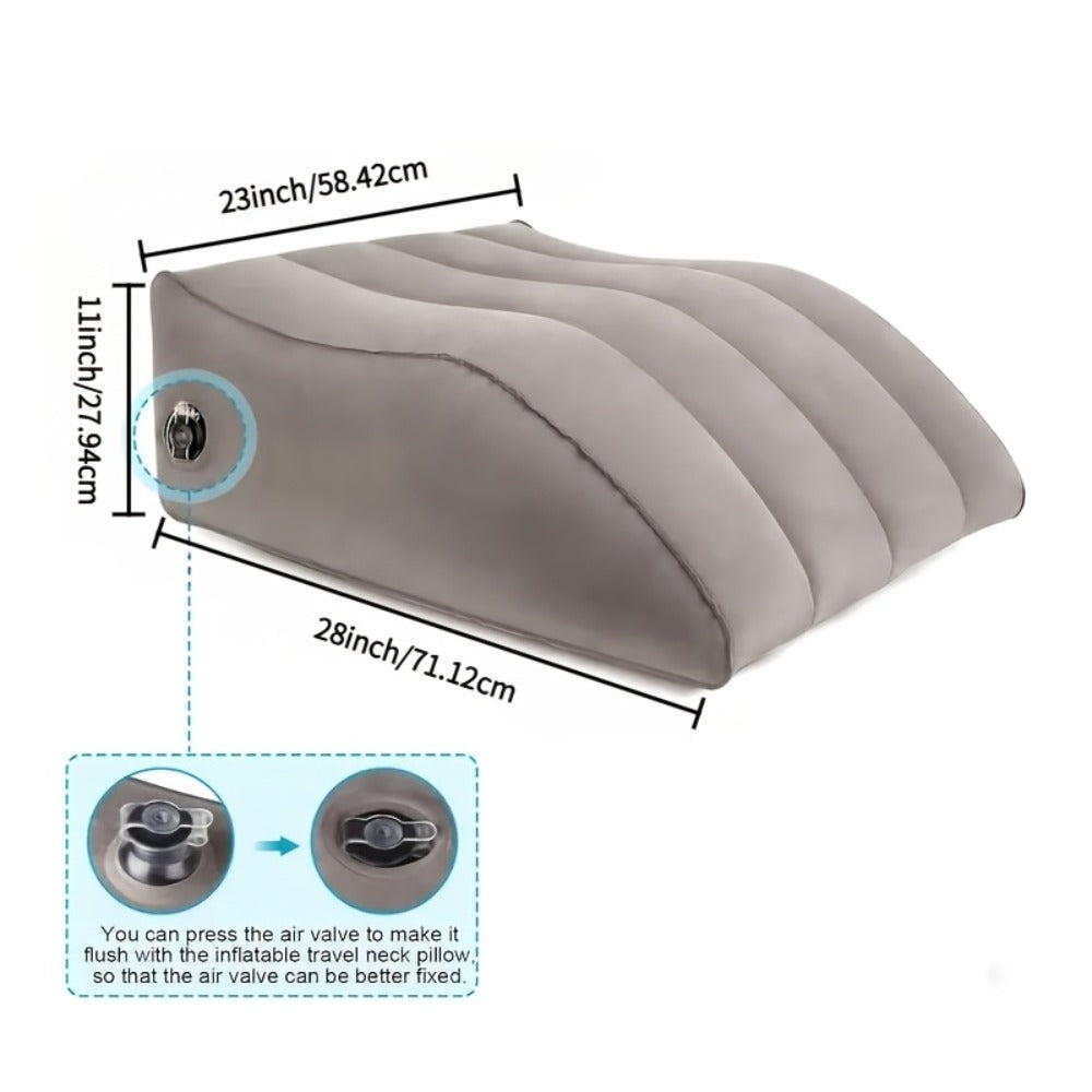 Inflatable Leg Elevation Pillow for Sleeping – Wedge Knee Support Cushion for Swelling Relief, Ergonomic Leg Raise Pillow for Bed, Travel & Camping, Lightweight & Portable, Gray