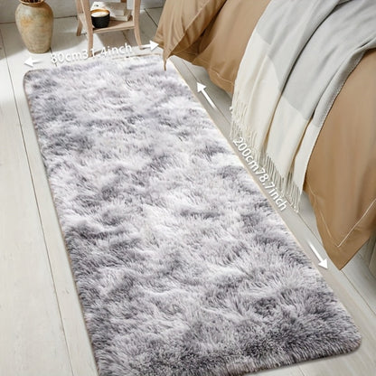 Tie-Dye Plush Fluffy Mat Absorbent Non-Slip – Luxury Soft Bathroom Rug for Living Room & Bedroom, Modern Home Decor Floor Mat, 31.5x78.7 in – Light Grey, Dark Gray, Light Pink, Black