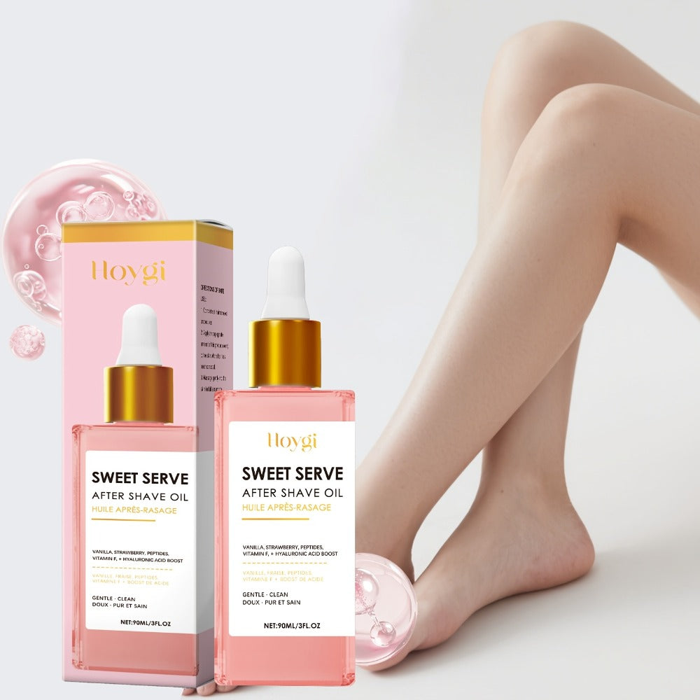 Post-Shave Hair Removal Oil for Women – Strawberry Scent, Hyaluronic Acid & Linolenic Acid, Moisturizing Skin Softener, Portable, 3.04 fl oz