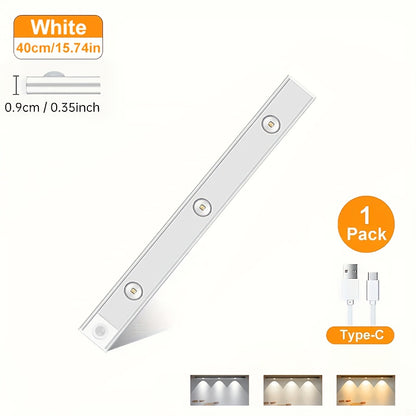 LED Motion Sensor Light USB-C Rechargeable 3 Color Temperatures Stepless Dimming Wireless Magnetic Under Cabinet Closet Night Light 1 2 4 Pack 20cm 30cm 40cm 50cm