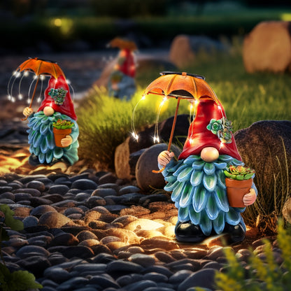 Solar Light Elf Resin Statue – Outdoor Garden Figurine That Automatically Lights Up at Night, Holiday Collectible Decor for Christmas, Easter, Halloween, Thanksgiving & Hanukkah, Patio Porch Desk Decor Gift