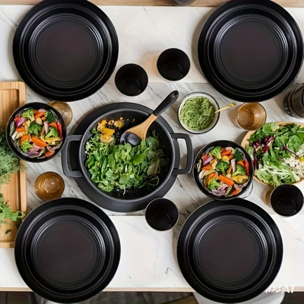 Wheat Straw Dinnerware Set 16 or 32 Piece – Plates & Bowls for 4 or 8 People, Microwave & Dishwasher Safe Plastic Dish Set, Lightweight Colorful Tableware for Home, Party & Holiday