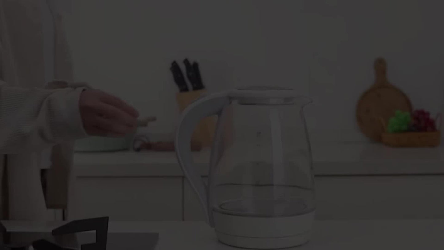 Glass Electric Kettle 1200W Borosilicate with Blue LED Glow - 57.48oz 1.7L Fast Boil BPA-Free Auto Shut-Off Boil-Dry Protection, Transparent Electric Tea Kettle for Home Office RV Camping Kitchen Gift