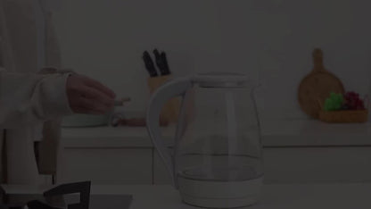 Glass Electric Kettle 1200W Borosilicate with Blue LED Glow - 57.48oz 1.7L Fast Boil BPA-Free Auto Shut-Off Boil-Dry Protection, Transparent Electric Tea Kettle for Home Office RV Camping Kitchen Gift