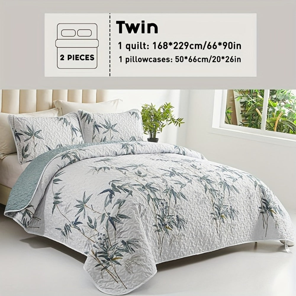 Reversible Floral Comforter Quilt Set – Soft Microfiber Botanical Bedding, Twin Full Queen King, All Seasons – White, Blue, Pink & More