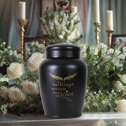 Cremation Urn for Human Ashes Large 8.5 Inch Stainless Steel Burial Urn for Adult Male Female, Memorial Urn for Cremated Remains Holds Up to 180 LBS, Silver or Black