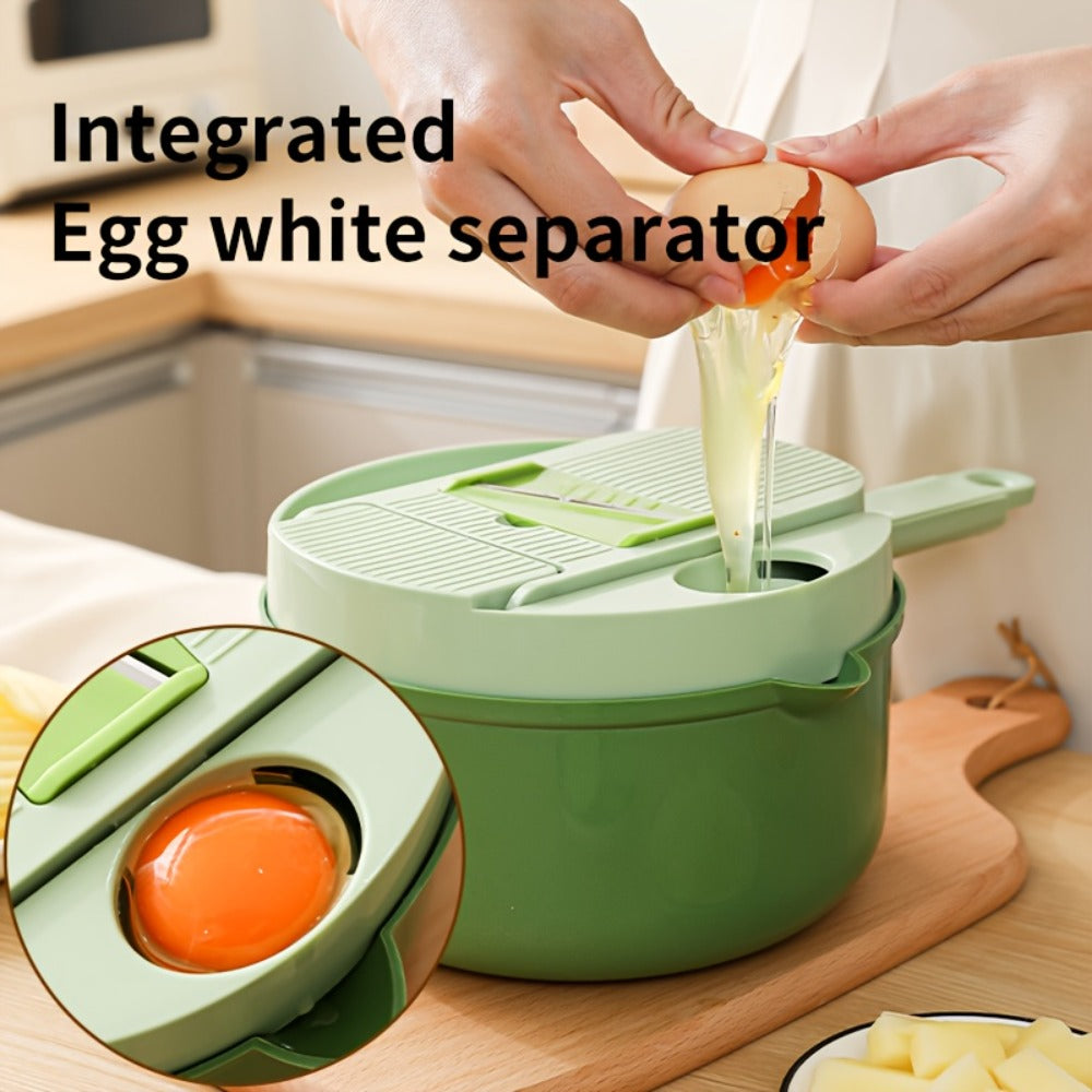 Vegetable Chopper 16-in-1 Heavy Duty Manual Food Processor with Container – Onion Dicer, Potato Slicer, Garlic Mincer, Carrot Cutter, Multi-Function Kitchen Veggie Chopper for Tomato, Pepper, Cucumber