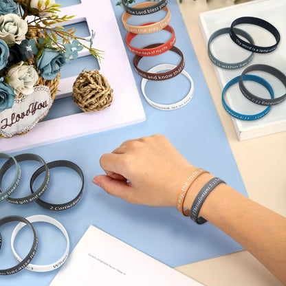 240pcs Bible Verse Silicone Wristbands Bulk – Christian Motivational Bracelets for Baptism, Wedding, Easter, Father's Day Religious Gifts Unisex