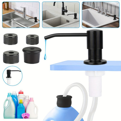 Sink Soap Dispenser Stainless Steel Built-In with 47" Extension Tube Kit – 360° Rotating Pump, No Refill Bending, Deck Mounted for Kitchen Bathroom Laundry & RV Sinks, Easy Press Hand Pump